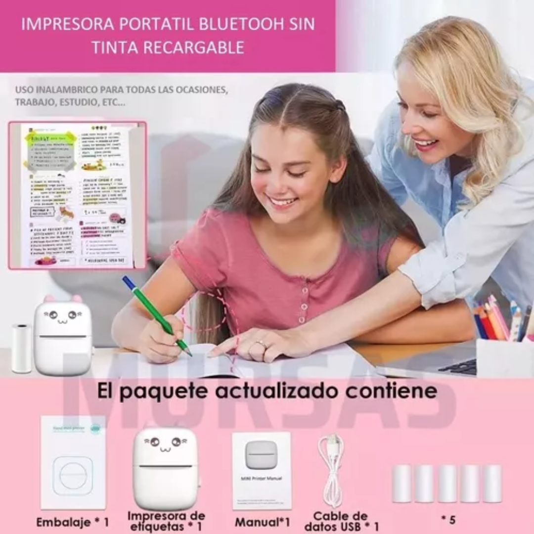 MINI IMPRESORA TÉRMICA + 1 ROLLO PAPEL