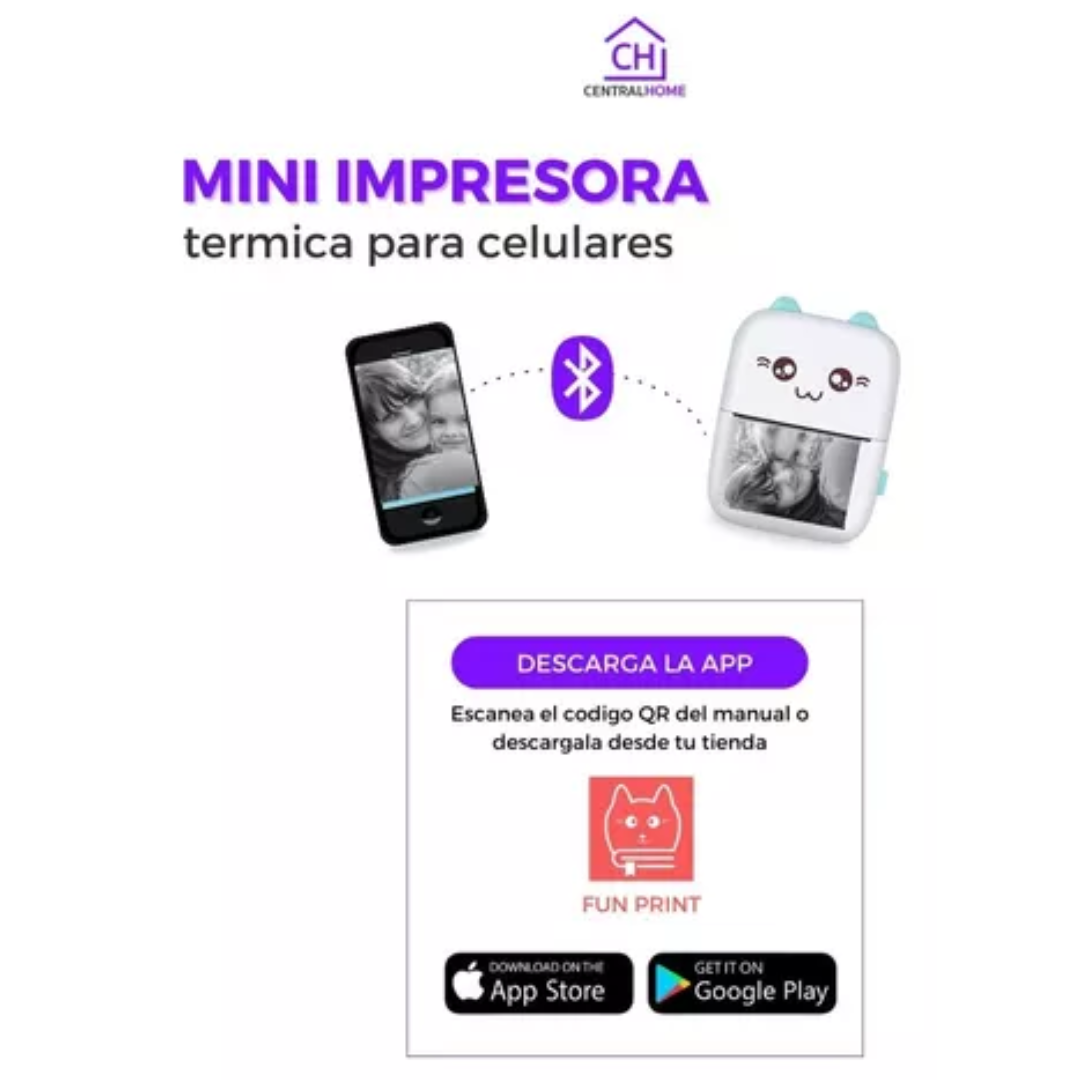 MINI IMPRESORA TÉRMICA + 1 ROLLO PAPEL