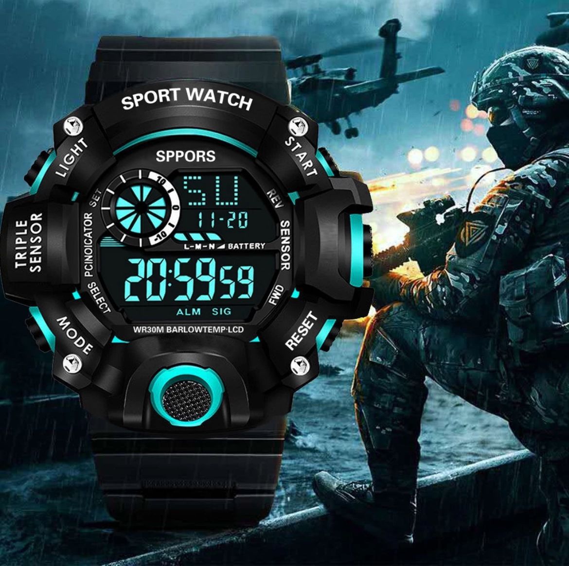 Reloj Deportivo Para Hombre Militar Multifuncional