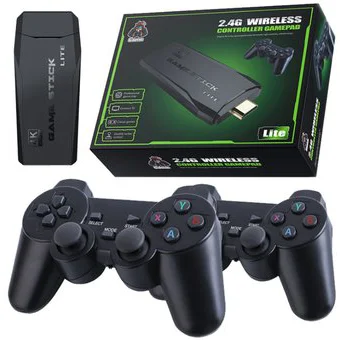 Mini Consola Retro Game Stick Lite M8 + Dos Controles Inalámbricos + 64 Gb + 15,000 Juegos